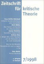 Zeitschrift für kritische Theorie / Zeitschrift für kritische Theorie, Heft 7 - 4. Jahrgang (1998)