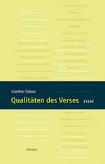 ISBN 9783932245978: Qualitäten des Verses.  - Essay