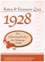 ISBN 9783936778342: Raten und Erinnern Quiz 1928 – Ein Jahrgangsquiz für Geburtstagskinder des Jahrgangs 1928