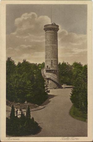 Toelle-Turm, Barmen - colorierte Kupfertiefdruck-Postkarte