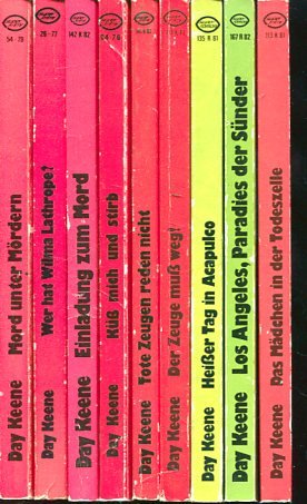1.Küss mich und stirb.  2.Der Zeuge muß weg !   3.Wer hat Wilma Lathrope ?  4.Einladung zum Mord.  5.Los Angeles,Paradies der Sünde.  6.Heißer Tag in Acapulco.  7 Mord unter Mördern.  8.Tote Zeugen reden nicht.  9..Das Mädchen in der Todeszelle.  -  9 TB.