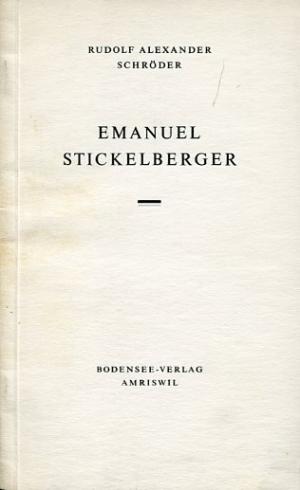 antiquarisches Buch – Schröder, Rudolf Alexander – Emanuel Stickelberger. Rede.