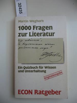 gebrauchtes Buch – Martin Weghorn – 1000 Fragen zur Literatur.