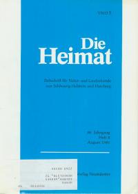 gebrauchtes Buch – Die Heimat. Zeitschrift für Natur- und Landeskunde von Schleswig-Holstein und Hamburg. 1981 Jg. 88  Heft 8