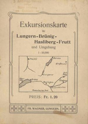 EXKURSIONSKARTE (1908) für Lungern - Brünig - Hasliberg - Frutt u. Umgebung. 1:50.000