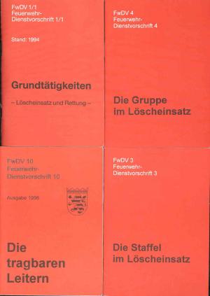 gebrauchtes Buch – 4 Hefte Feuerwehrdienstvorschrift: Die Staffel im Löscheinsatz, Die tragbaren Leitern, Die Gruppe im Löscheinsatz, Grundtätigkeiten