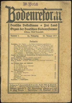 antiquarisches Buch – Adolf Damaschke – BODENREFORM - Heft 2 von 1915