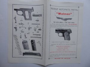 antiquarisches Buch – ARIZMENDI F. & GOENAGA WAFFEN-FABRIK - – Patent Automatic Pistol "Walman" Cal. 6,35 6 schots and Cal. 7,65 7 shots. Instruction for use and List of Parts (with 19 illustrations).