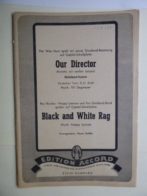 gebrauchter Tonträger – Pee Wee Hunt spielt mit seiner Dixieland-Besetzung auf Capitol-Schallplatte "Our Director" (Kommt wir wollen tanzen) Dixieland-Foxtrott - Deutscher Text: K. H. Kröll Musik: Bill Stegmeyer (und) Ray Bauduc - Nappy Lamare und ihre Dixieland-Band spielen auf Capitol-Schallplatte "Black and White Rag" Musik Nappy Lamare. Arrangements: Harro Steffen. gebrauchter Tonträger – Pee Wee Hunt spielt mit seiner Dixieland-Besetzung auf Capitol-Schallplatte "Our Director" (Kommt wir wollen tanzen) Dixieland-Foxtrott - Deutscher Text: K. H. Kröll Musik: Bill Stegmeyer (und) Ray Bauduc - Nappy Lamare und ihre Dixieland-Band spielen auf Capitol-Schallplatte "Black and White Rag" Musik Nappy Lamare. Arrangements: Harro Steffen.