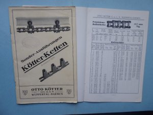 Sonder-Ausführungen von Kötter-Ketten. * Dabei: Preis-Liste für Rollen-Ketten (1931 - 20 Seiten mit Abbildungen).