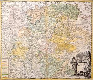 Historische Karte: Land Thüringen 1738 (Thüringen Tabula) (PLANO) - REPRINT