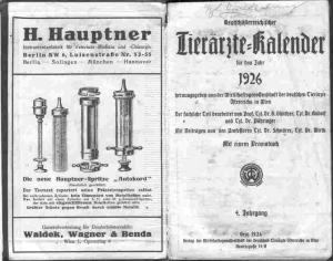 Deutschösterreichischer Tierärzte-Kalender 1926