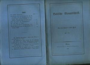 antiquarisches Buch – Baltische Monatsschrift 1861 – Baltische Monatsschrift 1861. Vierter Band erstes Heft  Juli 1861.