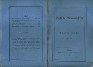 antiquarisches Buch – Baltische Monatsschrift 1861 – Baltische Monatsschrift 1861. Dritten Band Drittes Heft  März 1861.