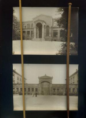 Berlin-Friedrichshain. Städtisches Krankenhaus am Friedrichshain um 1925: Konvolut über 20 Fotos / Vintagevom KFH. Laborplätze,  Büros und Architektur.