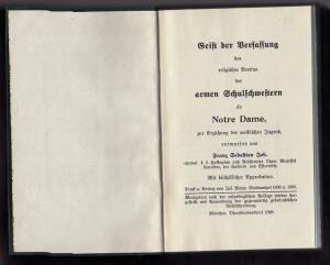 Geist der Verfassung des religiösen Vereins der armen Schulschwestern de Notre Dame zur Erziehung der weiblichen Jugend