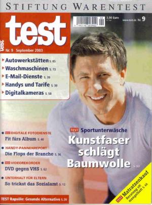 gebrauchtes Buch – Hubertus Primus  – test Stiftung Warentest - Ausgabe 2003 Nr. 9 (September) / Topthema: Sportunterwäsche - Kunstfaser schlägt Baumwolle