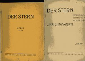 Der Stern Reden und Schriften von Krishnamurti 7 Hefte: 4/1930, 6/1931, 1,3,5/1932, 5,6/1933 ca. 1930