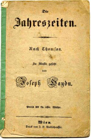 Die Jahreszeiten nach Thomson in Musik gesetzt von Joseph Haydn