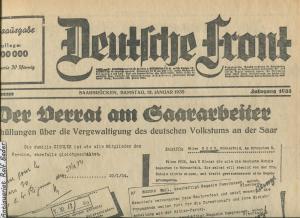 Deutsche Front. Sondernummer Samstag 12. Januar 1935