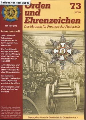 Orden und Ehrenzeichen. Das Magazin für Freunde der Phaleristik. Nr. 73 Juni 2011