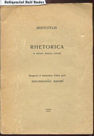 Aristotelis Rhetorica In verione [versione] Arabica vetusta