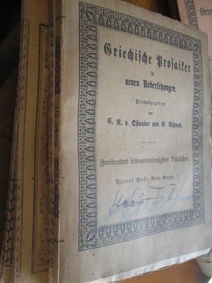 antiquarisches Buch – Platon/ Wilhelm Wiegand  – Der Staat (Griechische Prosaiker in neuen Uebersetzungen, hrsg. von Osiander und Schwab)