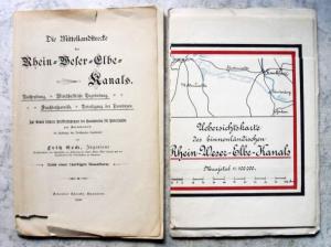 Die Mittellandstrecke des Rhein- Weser- Elbe- Kanals 1898 nebst einer 3 farbigen Kanalkarte