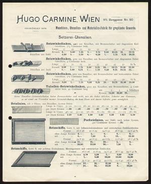 antiquarisches Buch – Hugo Carmine – Setzerei-Utensilien.