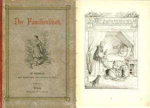 Der Familienschatz., 50 Holzschnitte nach Zeichnungen von Ludwig Richter. Anhang: Illustrierter Weihnachts-Catalog der Verlagsbuchhandlung Georg Wigand […]