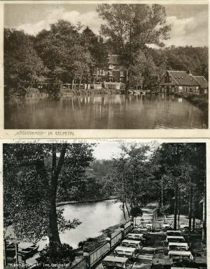 gebrauchtes Buch – s/w - Photokarten 9 x 14 cm – Ansichtskarten - 2 x SOMMERLOKAL KÄSHAMMER IM GELPETAL - gelaufen 1931 / 1933