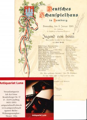 Programmtafel Deutsches Schauspielhaus in Hamburg  1901  - signiert von Rudolf Schildkraut