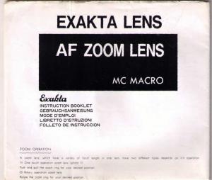 AF Zoom Lens MC Macro - Exakta