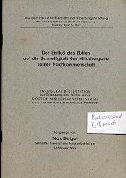 antiquarisches Buch – Aus dem Institut für Tierzucht und Vererbungsforschung der Tierärztlichen Hochschule Hannover – Der Einfluß des Bullen auf die Schnelligkeit der Milchhergabe seiner Nachkommenschaft