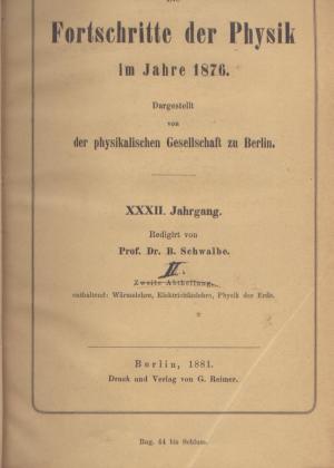 Die Fortschritte der Physik im Jahre 1876