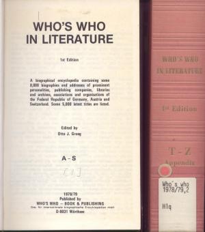 Who´s Who in Literature Band 1 und 2