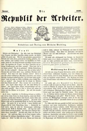 Die Republik der Arbeiter. Centralblatt der Propaganda für Verbrüderung der Arbeiter. Neudruck der Ausgaben dieses Wochenblattes New York 1850-1855