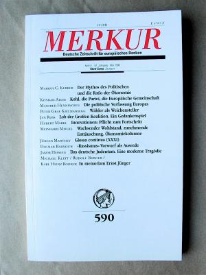 Merkur. Deutsche Zeitschrift für europäisches Denken. 590. 52. Jahrgang, Heft 5, Mai 1998.