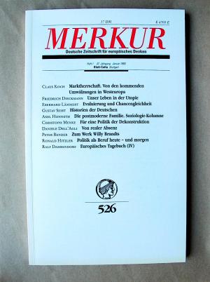 Merkur. Deutsche Zeitschrift für europäisches Denken. 526. 47. Jahrgang, Heft 1, Januar 1993.