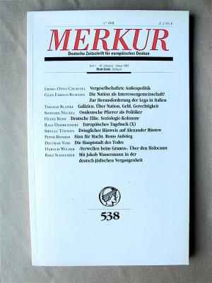 Merkur. Deutsche Zeitschrift für europäisches Denken. 538. 48. Jahrgang, Heft 1, Januar 1994.