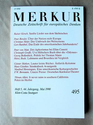 Merkur. Deutsche Zeitschrift für europäisches Denken. 495. 44. Jahrgang, Heft 5, Mai 1990.