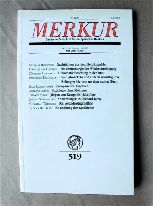 Merkur. Deutsche Zeitschrift für europäisches Denken. 519. 46. Jahrgang, Heft 6, Juni 1992.