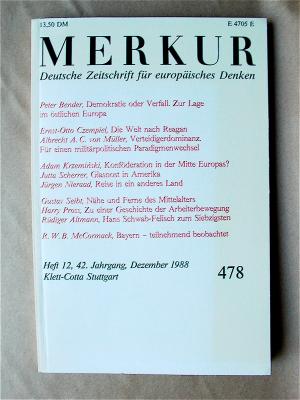 Merkur. Deutsche Zeitschrift für europäisches Denken. 478. 42. Jahrgang, Heft 12, Dezember 1988.