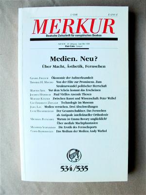 Merkur. Deutsche Zeitschrift für europäisches Denken. 534/535. 47. Jahrgang, Heft 9/10, September/Oktober 1993.