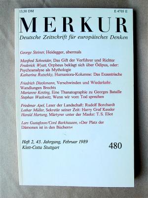 Merkur. Deutsche Zeitschrift für europäisches Denken. 480. 43. Jahrgang, Heft 2, Februar 1989.