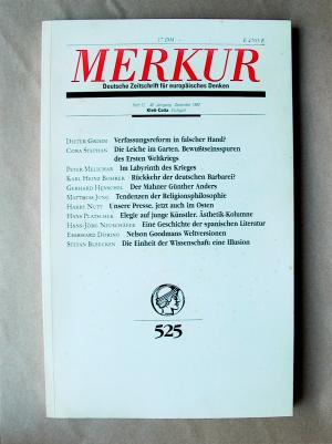 Merkur. Deutsche Zeitschrift für europäisches Denken. 525. 46. Jahrgang, Heft 12, Dezember 1992.