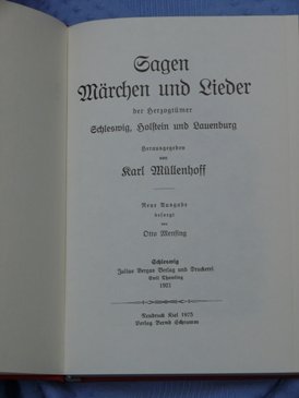 gebrauchtes Buch – Hrsg. Müllenhoff, Karl – Sagen, Märchen und Lieder der Herzogtümer Schleswig, Holstein und Lauenburg.