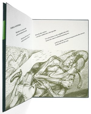 IN ERLAU, WORTFÜHLIG. Einblattdruck mit einem Holzschnitt von Karl-Georg Hirsch. (Reihe Positionen - IV. Folge). Probeexemplar.