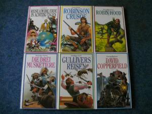 6 X Abenteuer - Reise um die Erde in achtzig Tagen + Gullivers Reisen + Robin Hood + Die drei Musketiere + Robinson Crusoe + David Copperfield