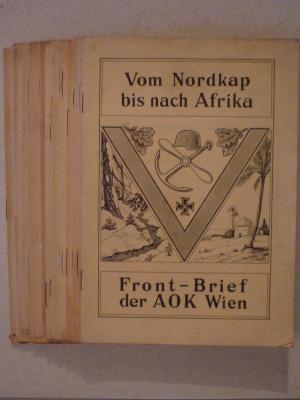 Vom Nordkap bis nach Afrika. Front-Brief der AOK Wien. 24 Frontbriefe (Nr.1-20 und 23-26).